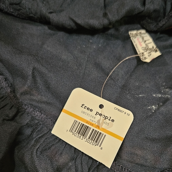 Free People Embroidered Aida Mini Slip Dress V Neck Sleeveless A Line S Navy NWT - Picture 4 of 15